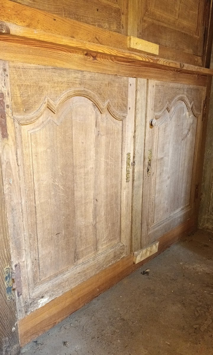 Large Cherry Wood Closet 18 Eme And 2 Panels Of Woodwork-photo-1