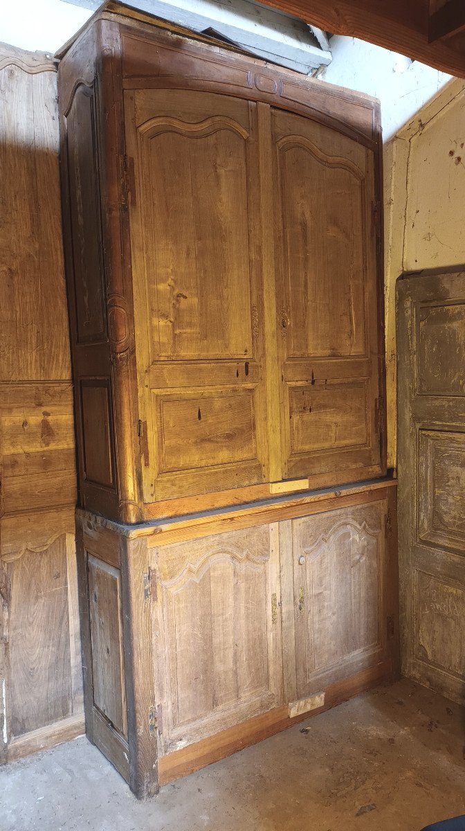 Large Cherry Wood Closet 18 Eme And 2 Panels Of Woodwork-photo-8