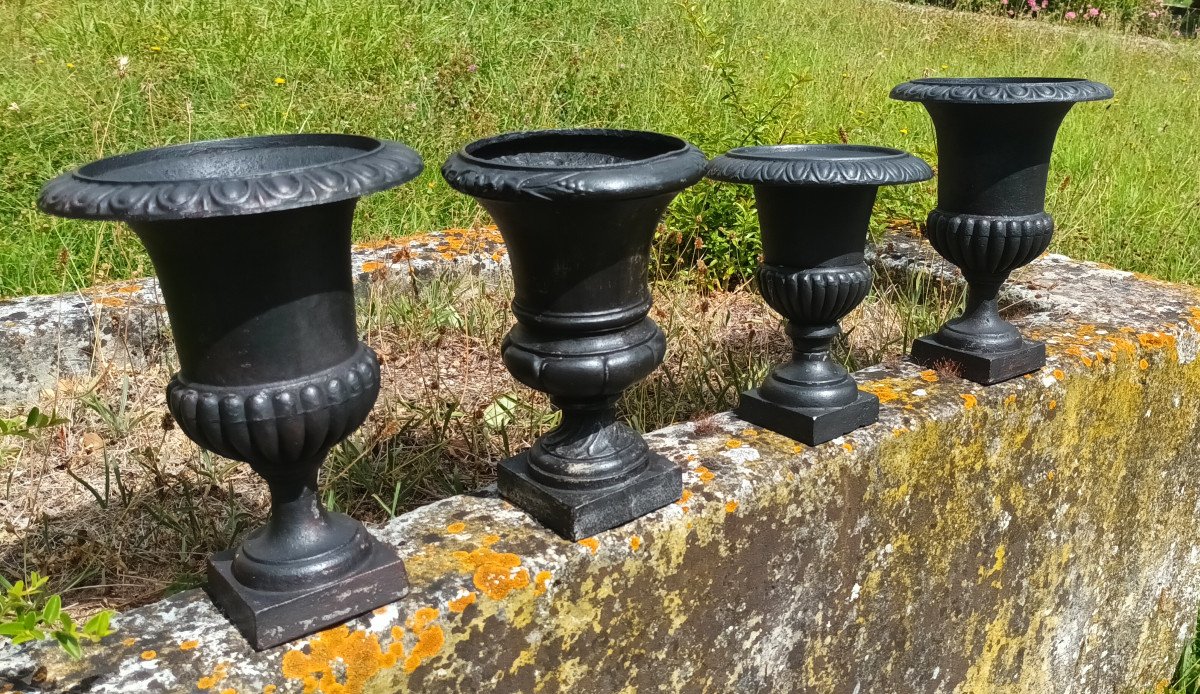 Different Lots Of Medici Vases In Cast Iron Nineteenth