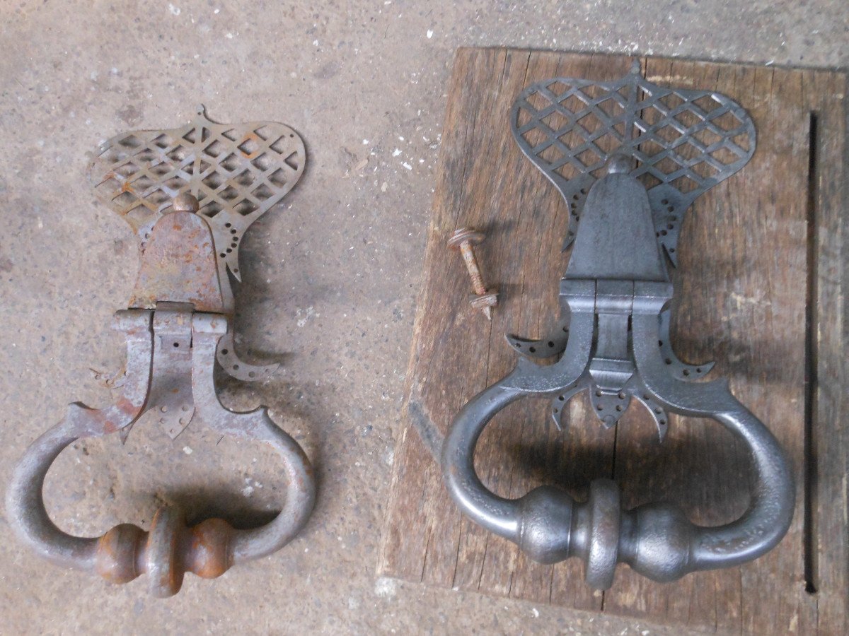 grande Paire De Heurtoirs De Portes Cochéres De Chateau,   gros  Heurtoir 19 eme-photo-2