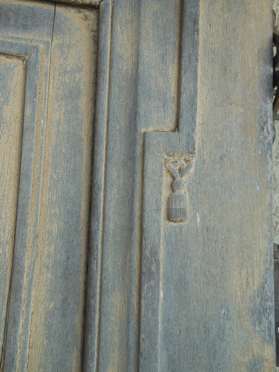 Imposing 19th Masonic Entrance Door From The South Of France In Walnut-photo-3