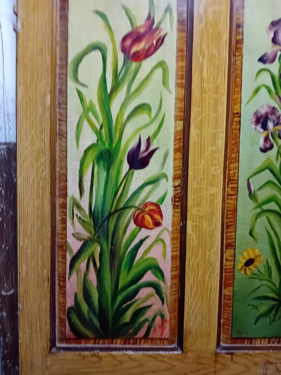 Bedroom Door With Four Tender And Bucolic Bouquets 1900-photo-3