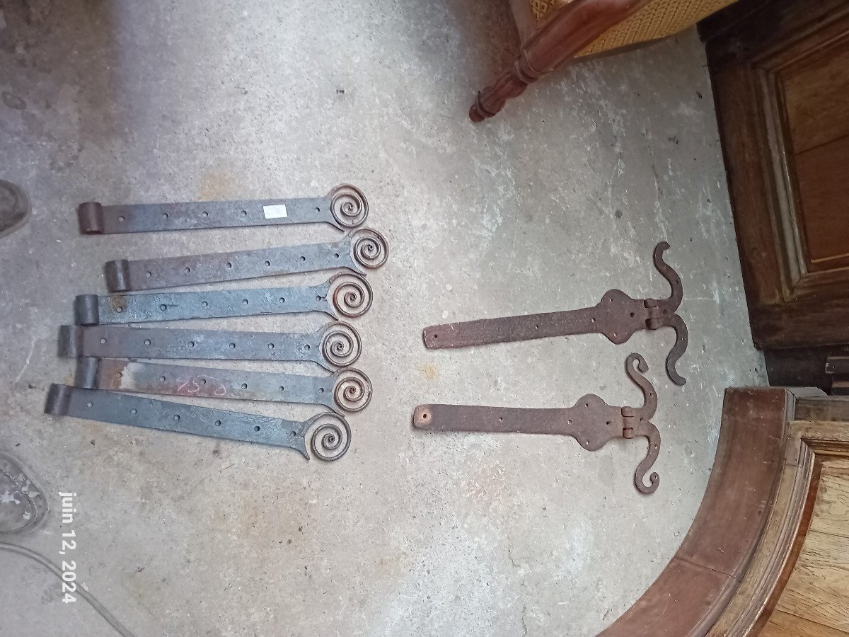  Grandes  Pentures Haute Epoque Fleur De Lys  Fer Forgé 16 Eme-photo-2