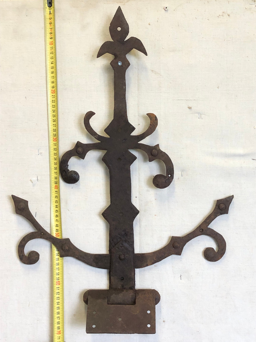 Pair Of Gothic Wrought Iron Hinges-photo-1