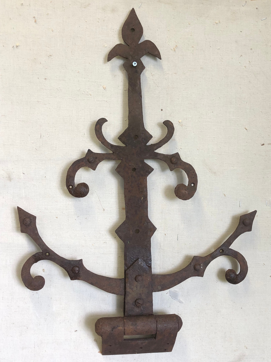 Pair Of Gothic Wrought Iron Hinges-photo-2