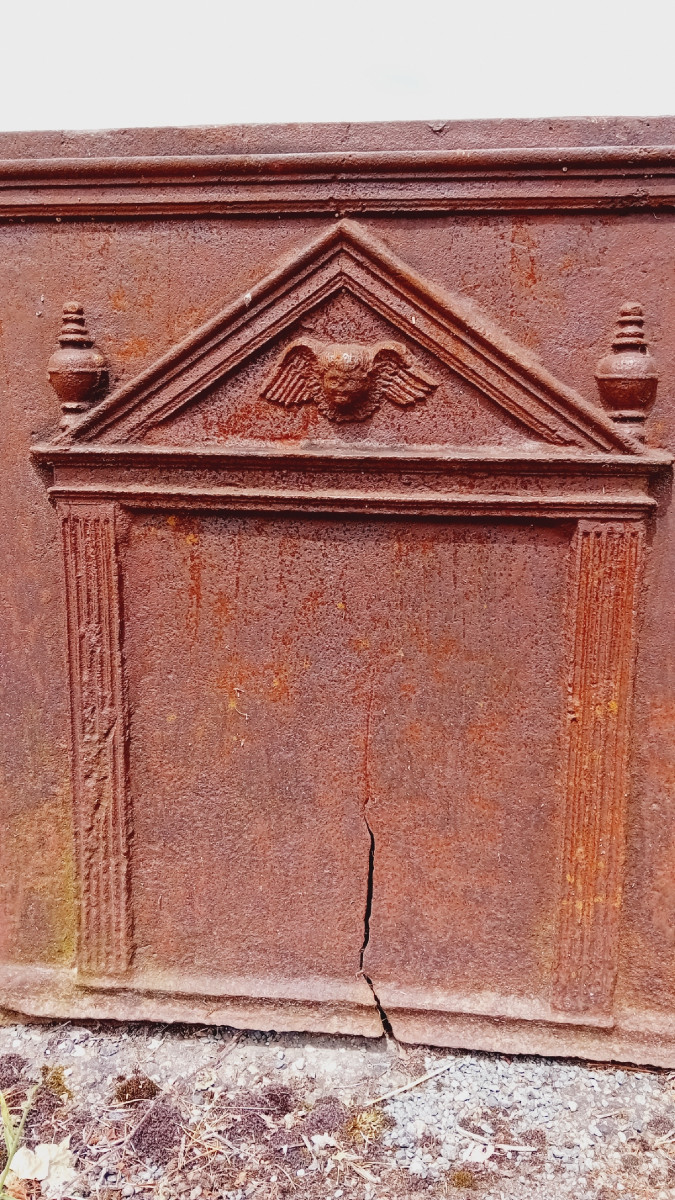 Large Fireplace Plate, 18th Century Cast Iron Hob-photo-4