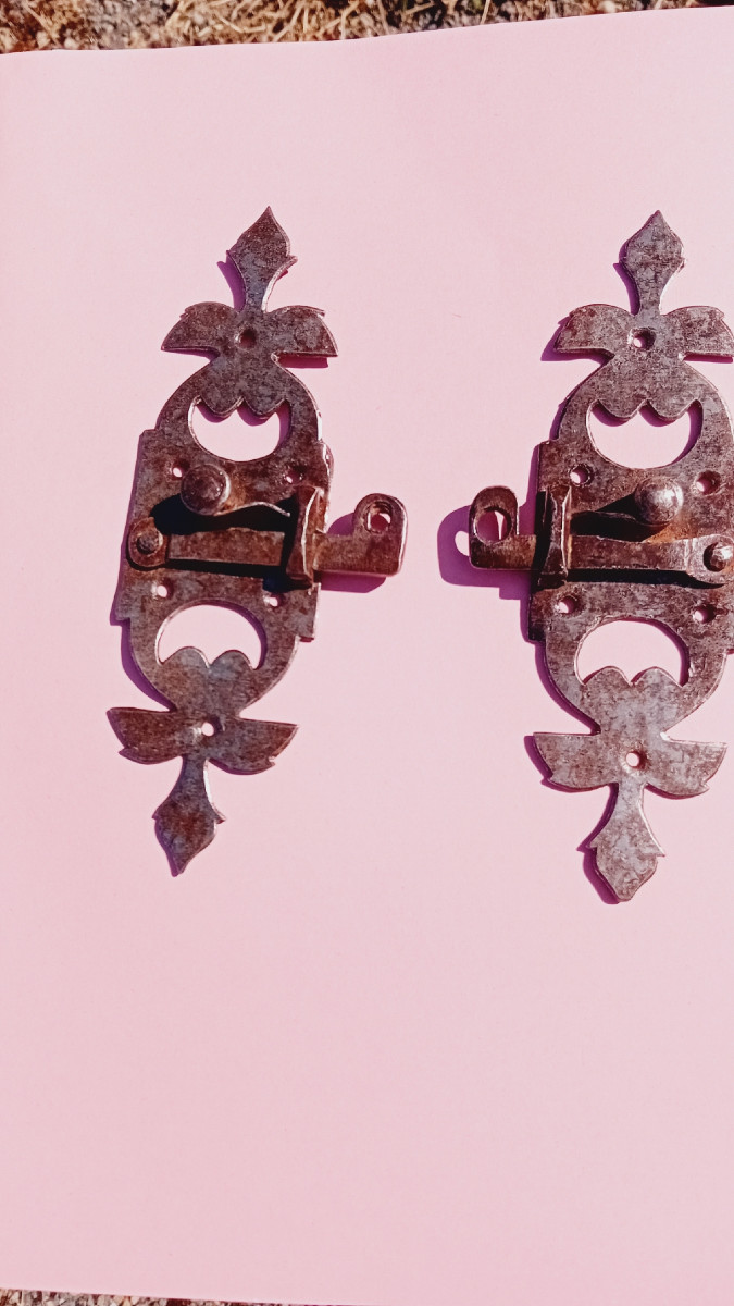 18th Century Wrought Iron High Window Latches Or Interior Shutters