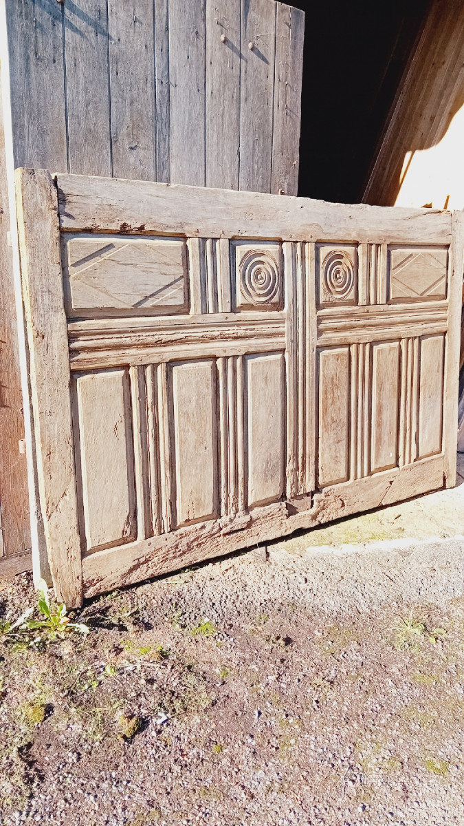 Impressive Chest Front Dated 1739 Blond Oak Headboard-photo-3