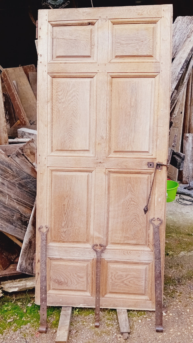 Louis XIV Door In Double-sided Oak, 18th Century Woodwork-photo-1