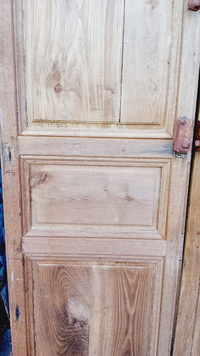Set Of 3 Pairs Of Double-sided Oak Doors From The 18th Century-photo-3
