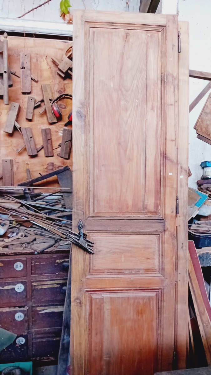 Set Of 3 Pairs Of Double-sided Oak Doors From The 18th Century-photo-3