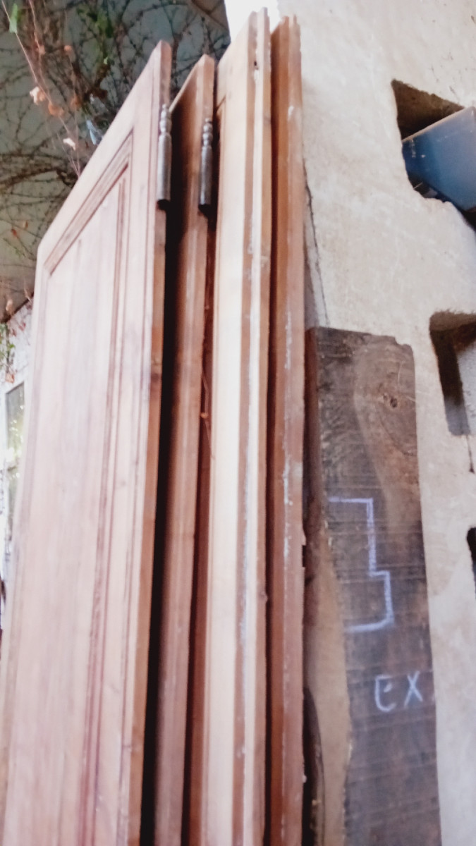 Set Of 3 Pairs Of Double-sided Oak Doors From The 18th Century-photo-4