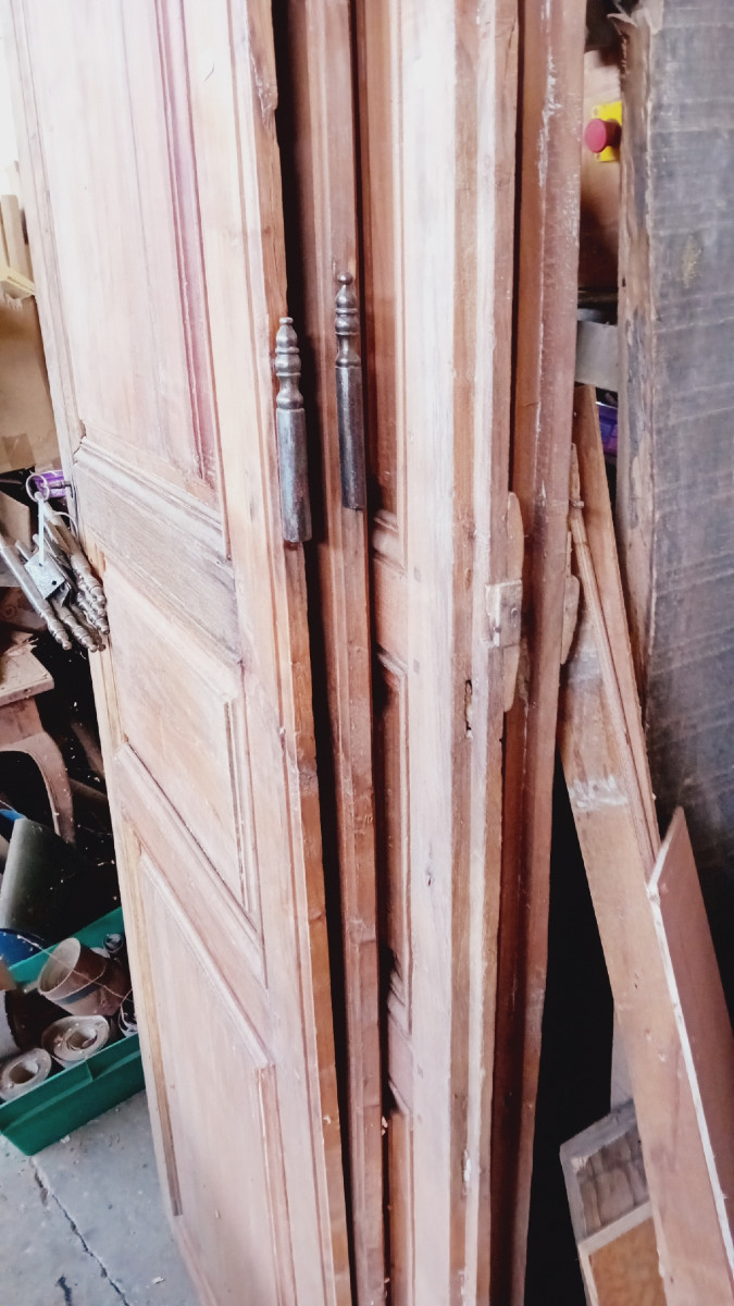 Set Of 3 Pairs Of Double-sided Oak Doors From The 18th Century-photo-5