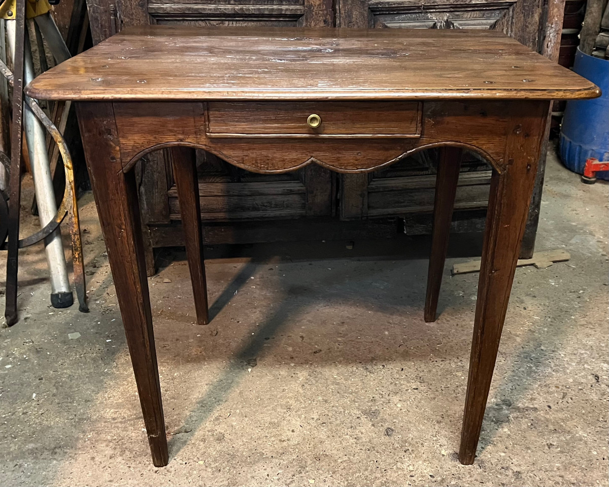 petite table en chêne  transition, table a en cas 4 faces, avec tiroir-photo-4