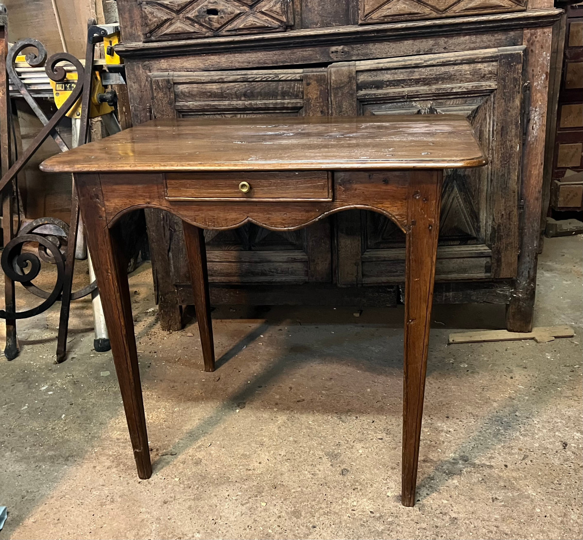 petite table en chêne  transition, table a en cas 4 faces, avec tiroir-photo-1