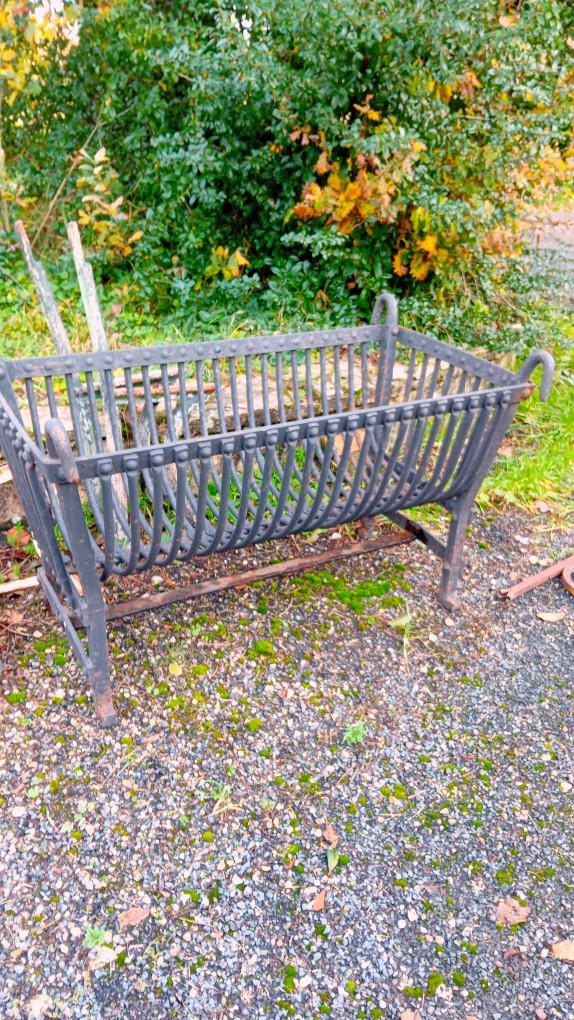 Large Wrought Iron Fire Basket, Rustic 18th-century Firewood