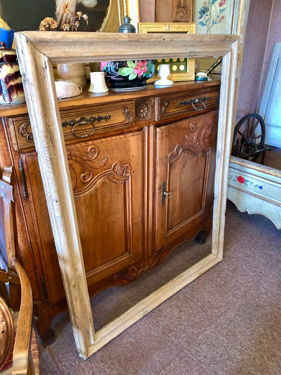Grand cadre ancien en bois sculpté 17e siècle -photo-2