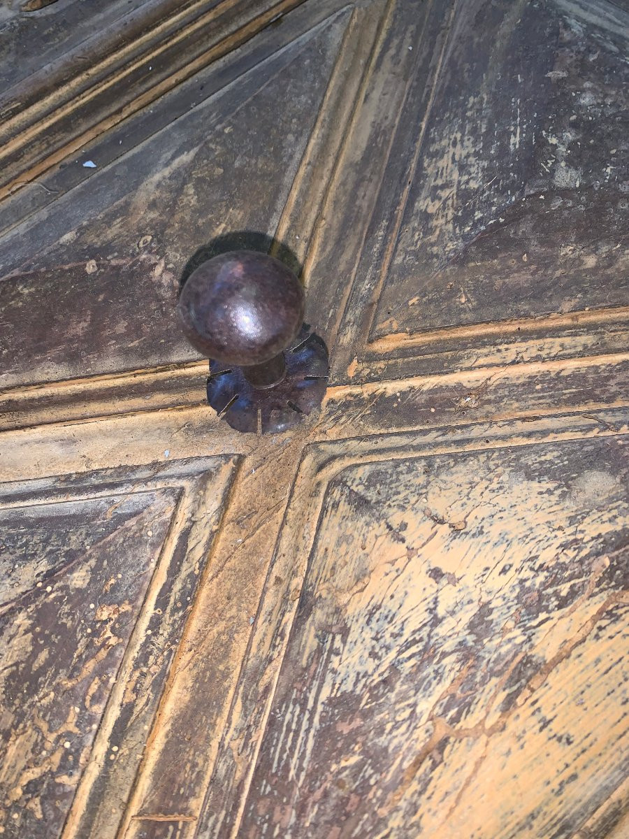 Bouton et rosace de porte fer forgé  debut   XVII siècle-photo-2