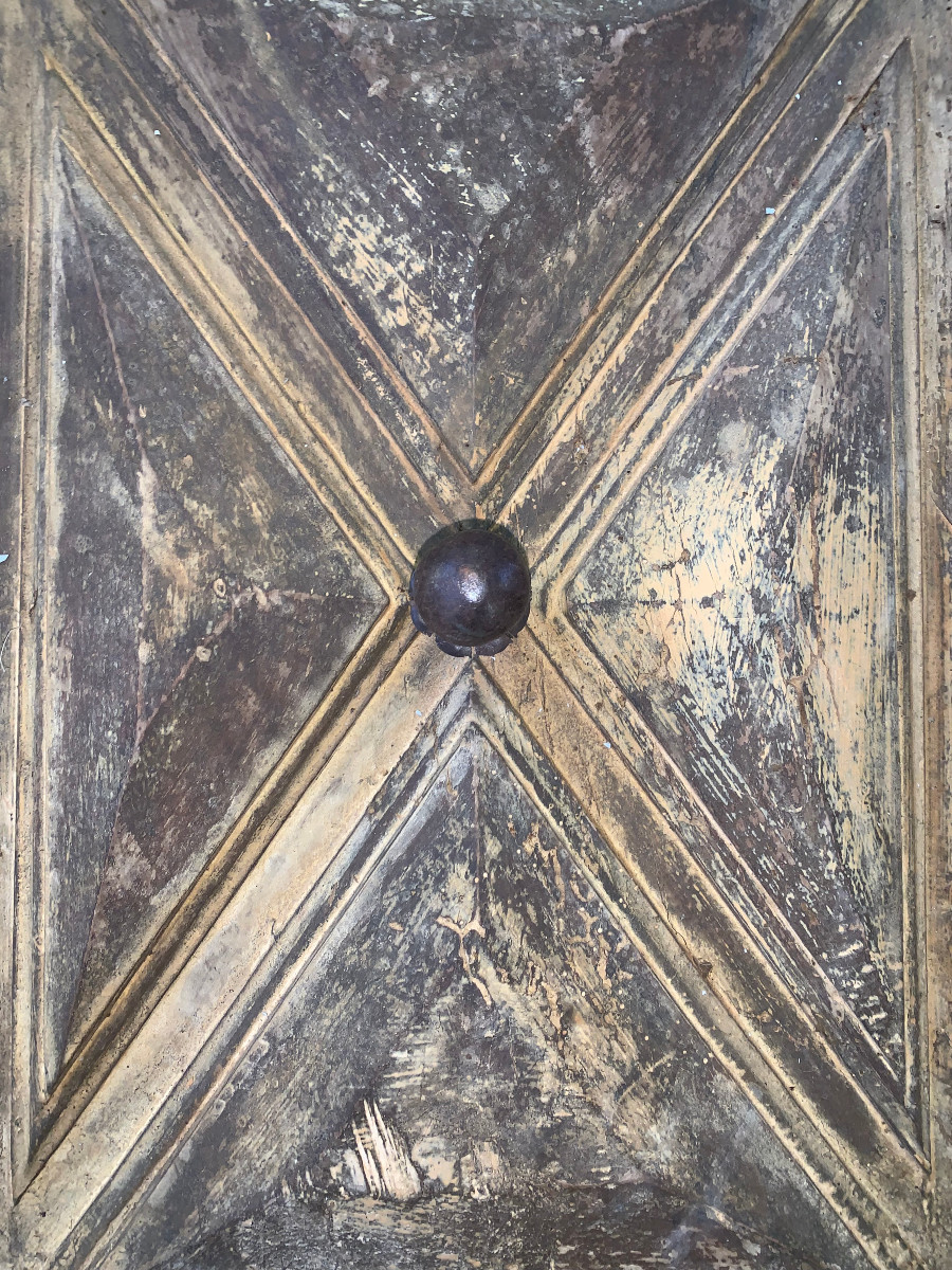 Bouton et rosace de porte fer forgé  debut   XVII siècle-photo-1