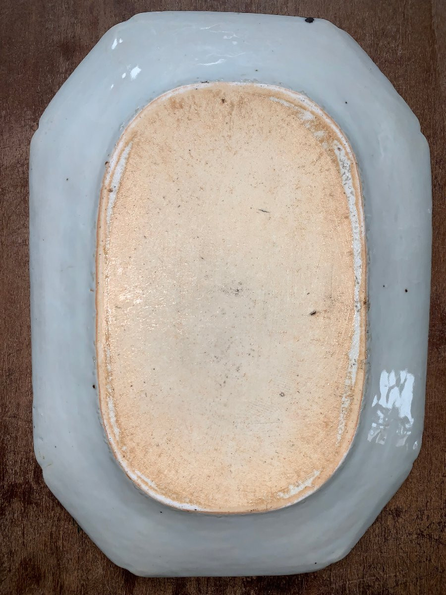 Plat chinois rectangulaire en Porcelaine bleu et blanc Du XVIIIème Siècle-photo-4