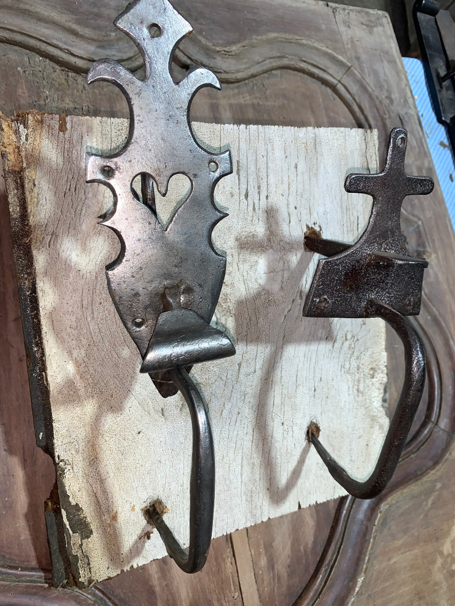Loquets à poucier ancien fer forgé XIXe siècle-photo-1