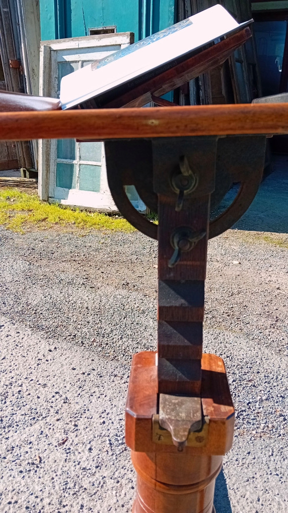 rare lutrin  scriban en acajou , meuble modulable , pupitre estampillé  leveson and sons-photo-4