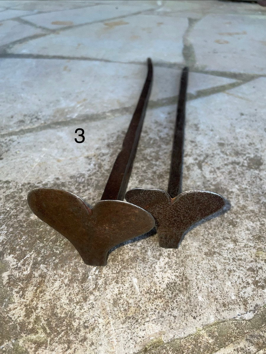 Set Of Antique 18th Century Wrought Iron Shutter Hinges-photo-4
