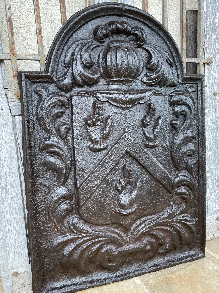 Plaque de cheminée décor héraldique XVIe siècle-photo-3