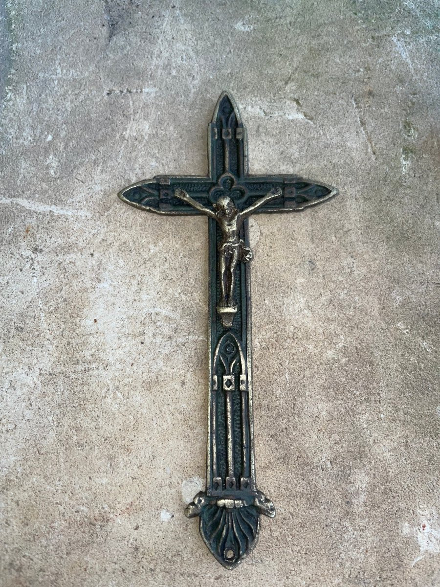 Neo-gothic Wall Crucifix 19th Century-photo-2
