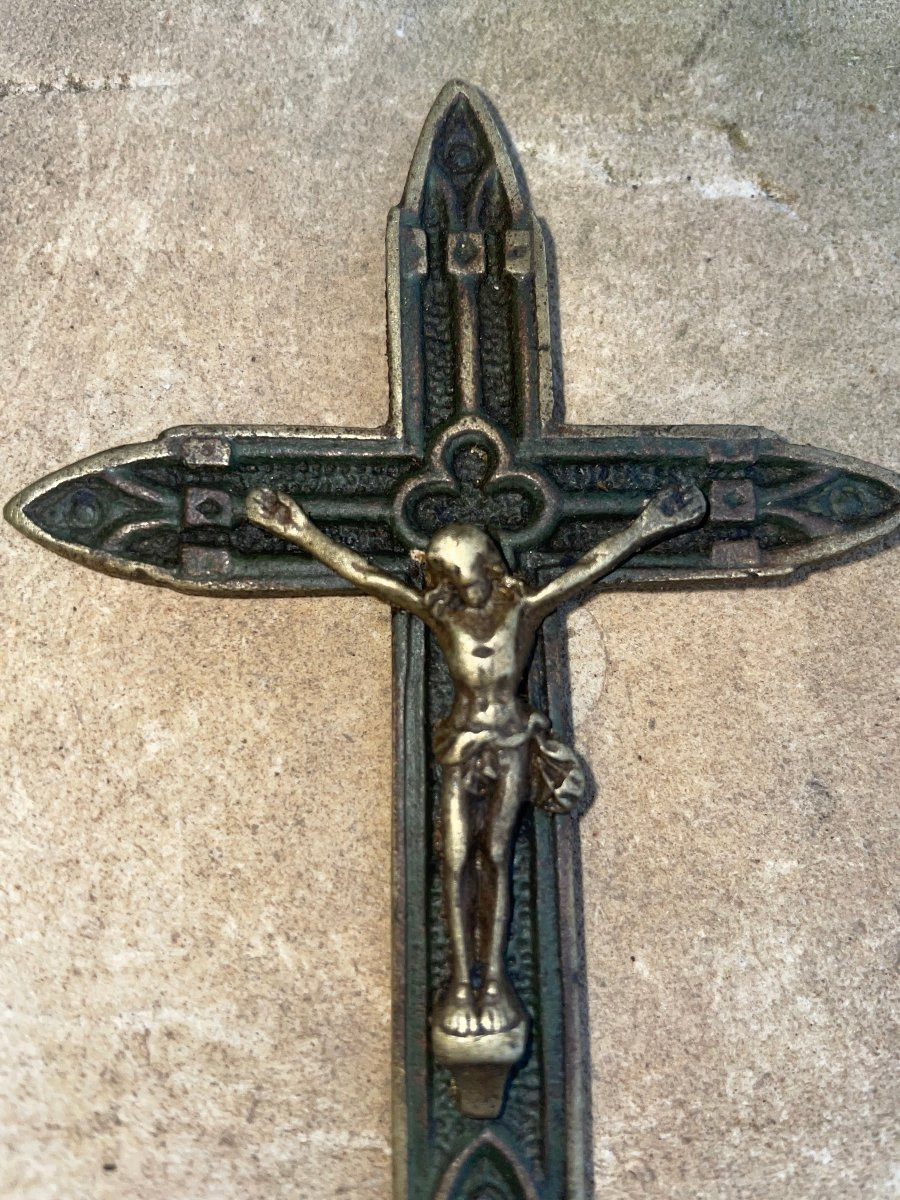 Neo-gothic Wall Crucifix 19th Century-photo-4