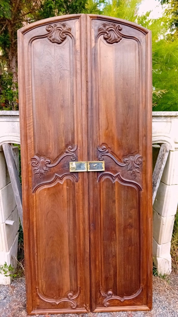 Delicate Pair Of Regency Walnut Doors, Double-sided Louis XV Woodwork-photo-4
