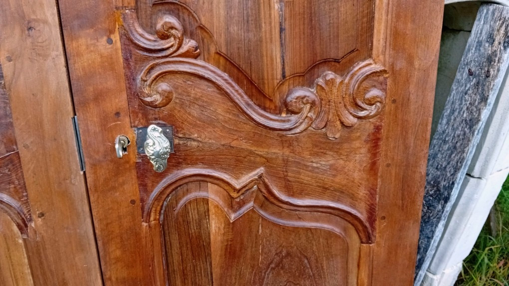 Delicate Pair Of Regency Walnut Doors, Double-sided Louis XV Woodwork-photo-5