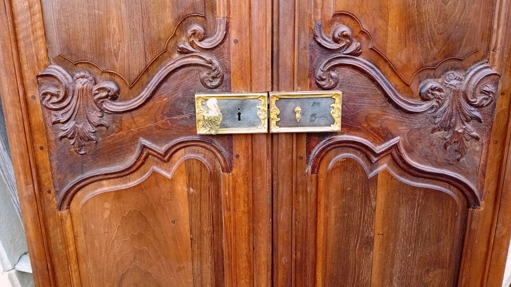 Delicate Pair Of Regency Walnut Doors, Double-sided Louis XV Woodwork