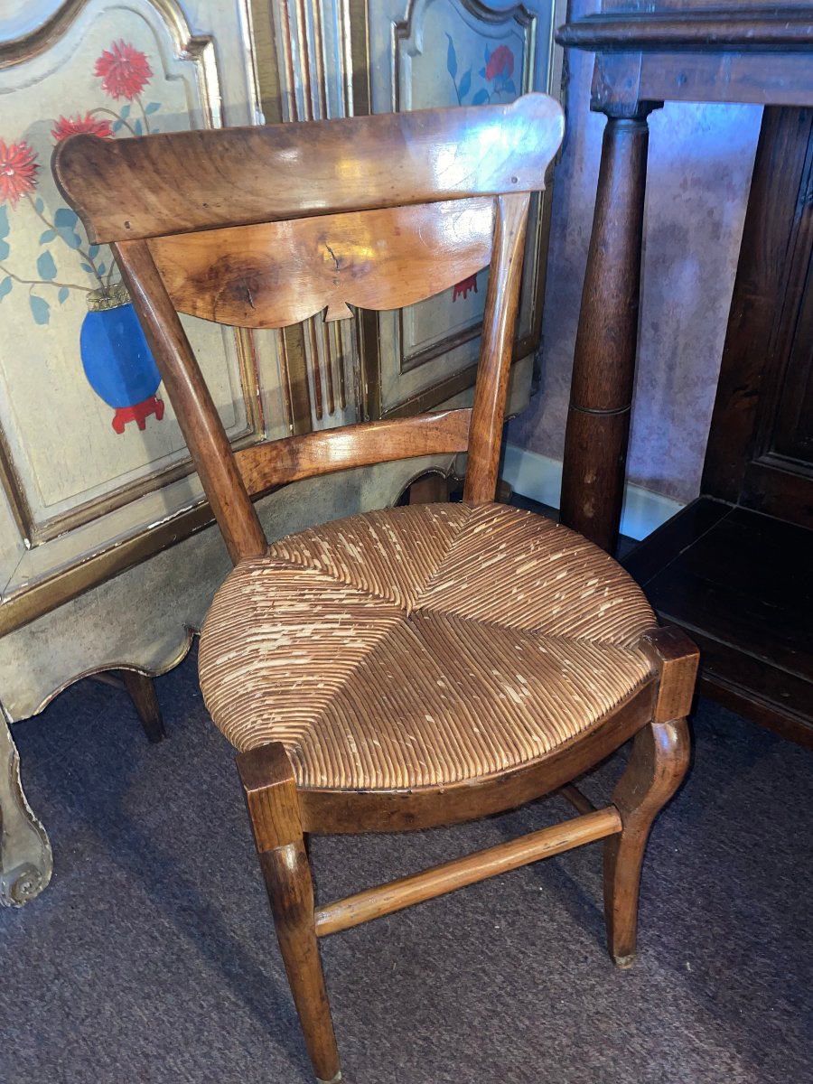 Paire de chaises directoire en merisier d’époque 18e Siècle  et chaises d'enfants-photo-4