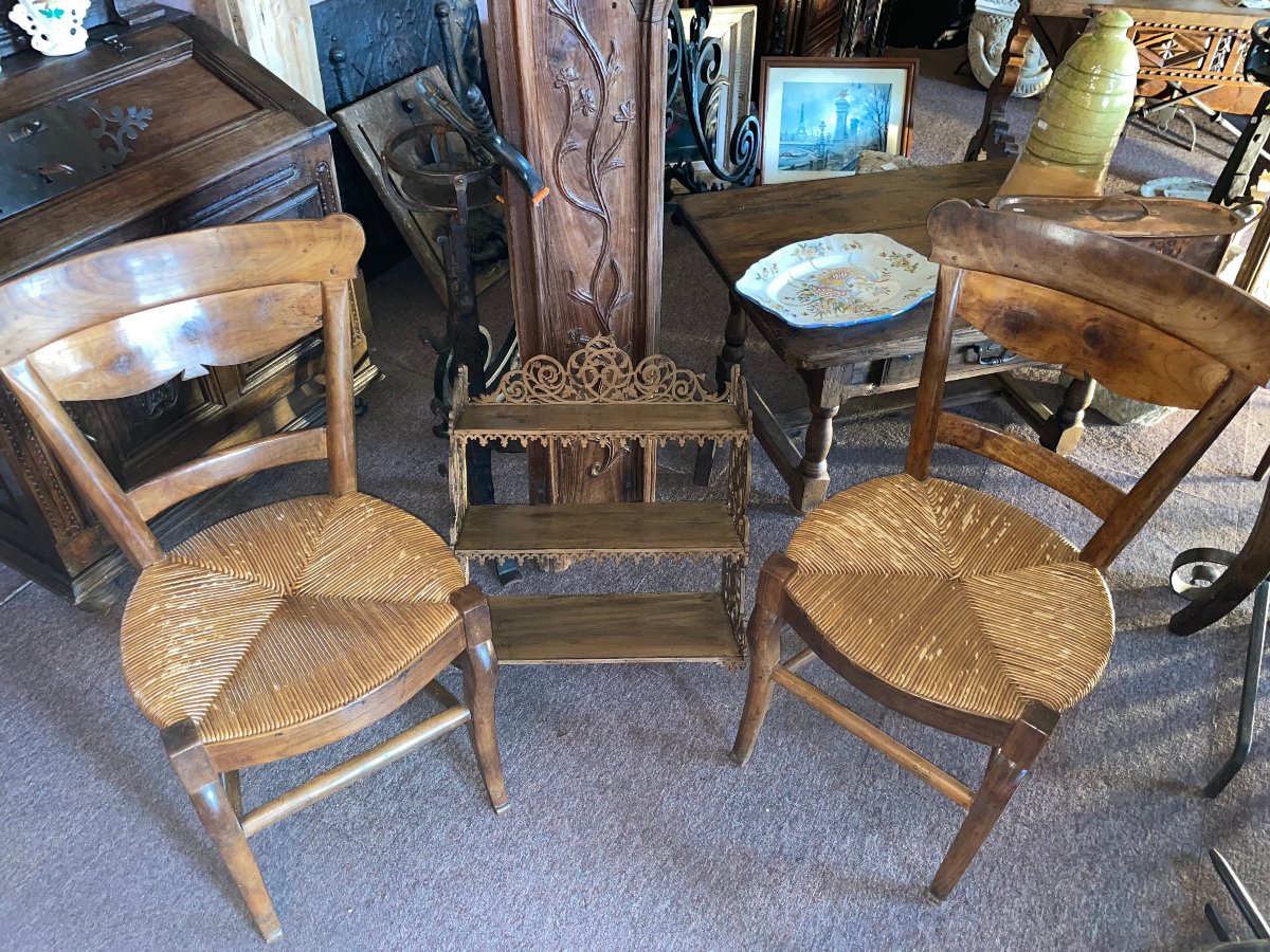 Pair Of 18th Century Cherry Wood Directoire Chairs-photo-2