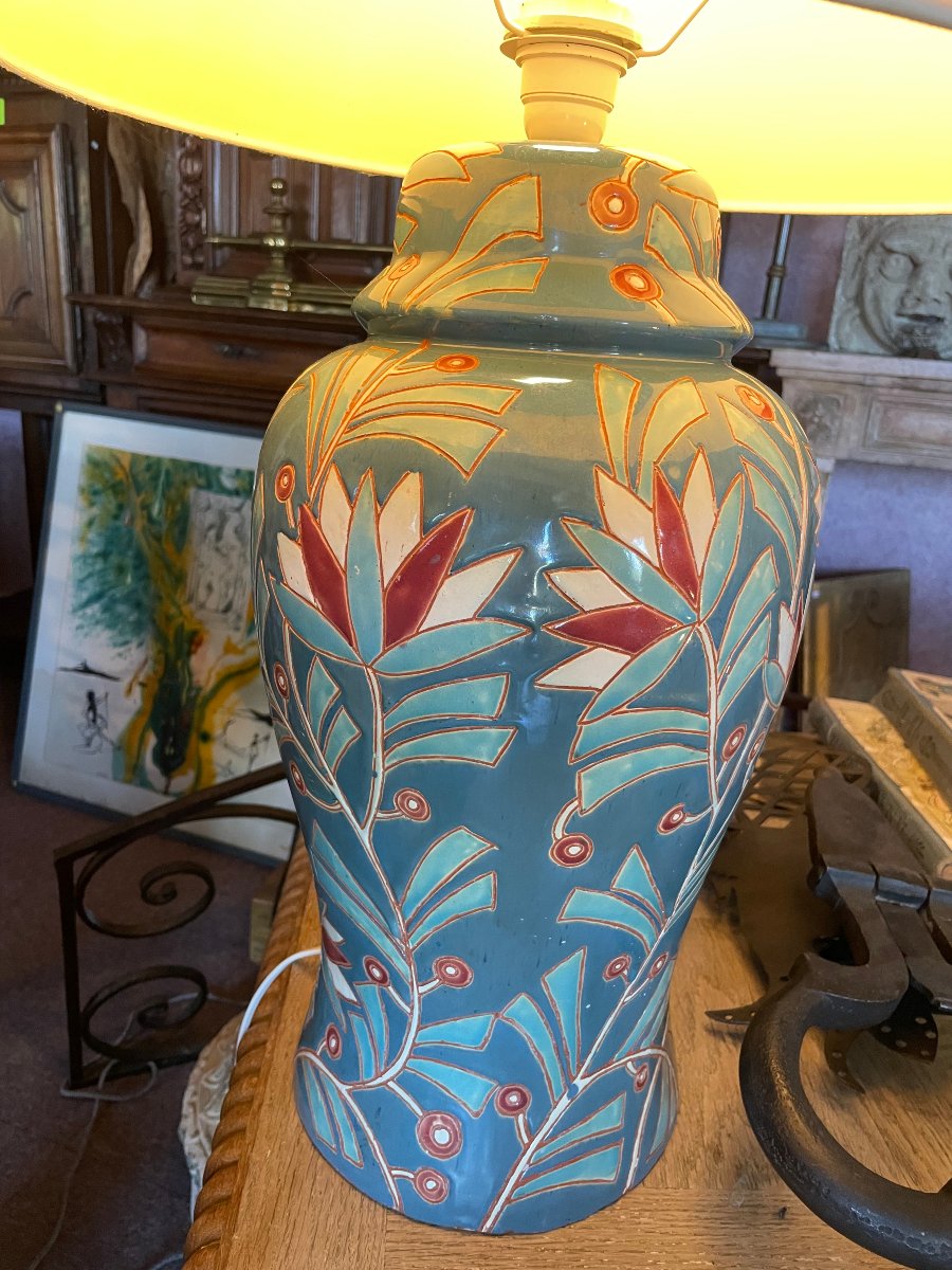Imposing Art Deco "les Lotus" Lamp, 1930-photo-2