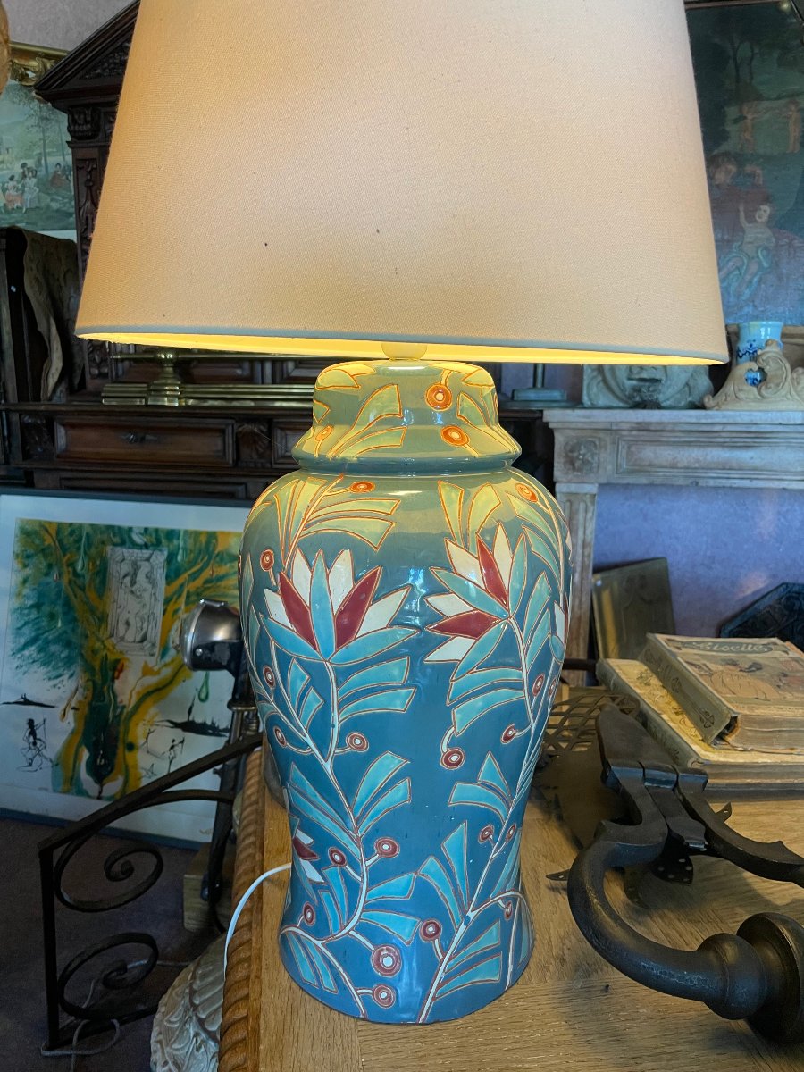 Imposing Art Deco "les Lotus" Lamp, 1930