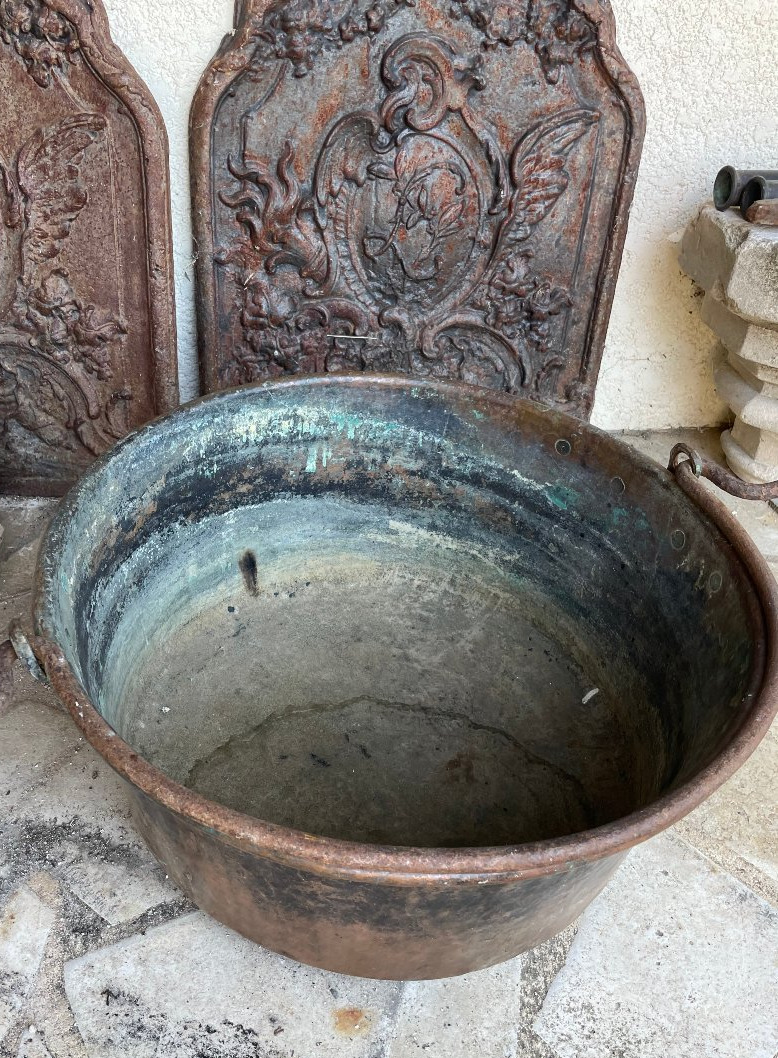 Large Copper Cauldron With Handle -photo-2