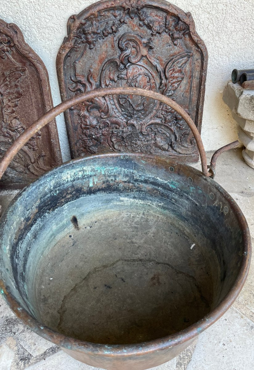 Large Copper Cauldron With Handle -photo-4