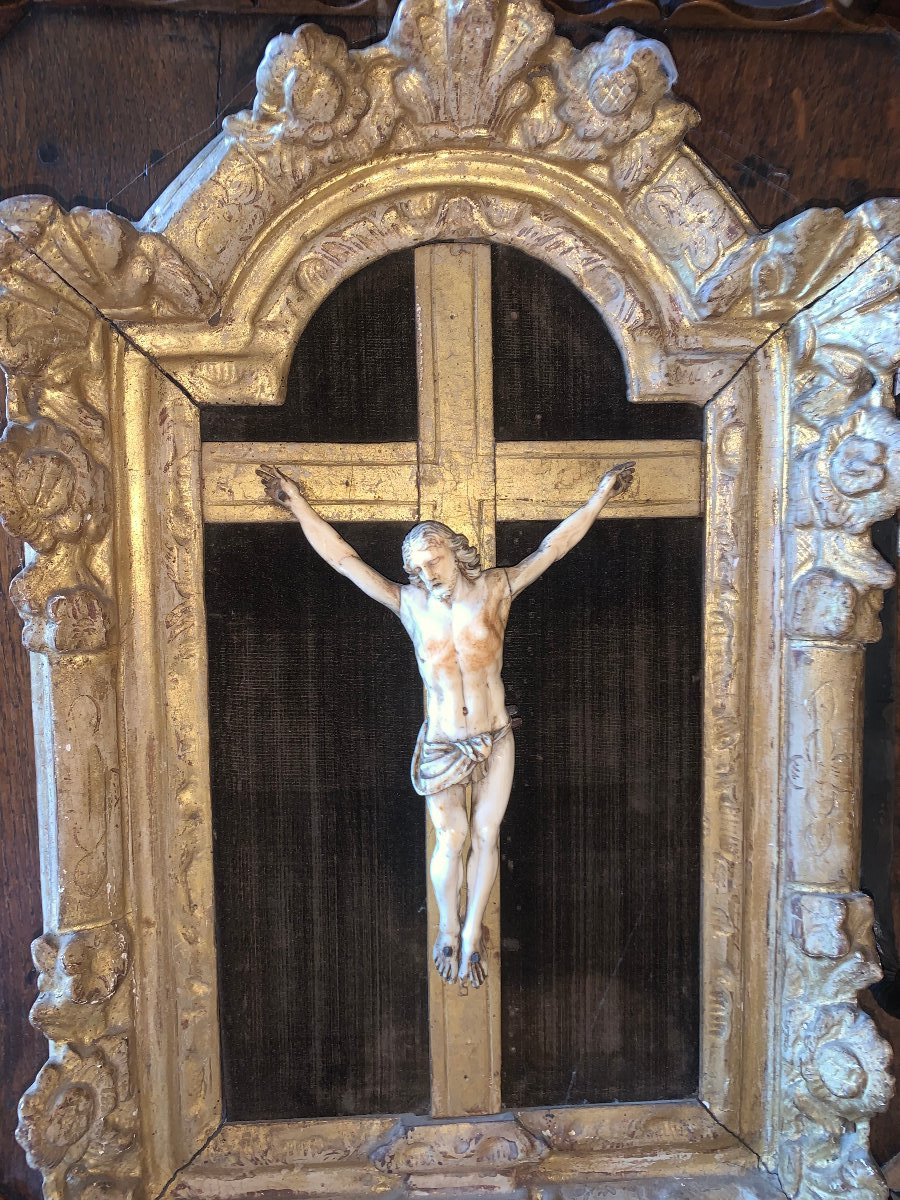 Crucifix  Christ  en  ivoire  sculpté   XVII e  siècle -photo-3