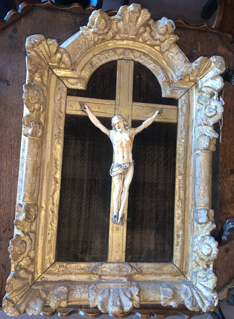 Crucifix  Christ  en  ivoire  sculpté   XVII e  siècle -photo-4