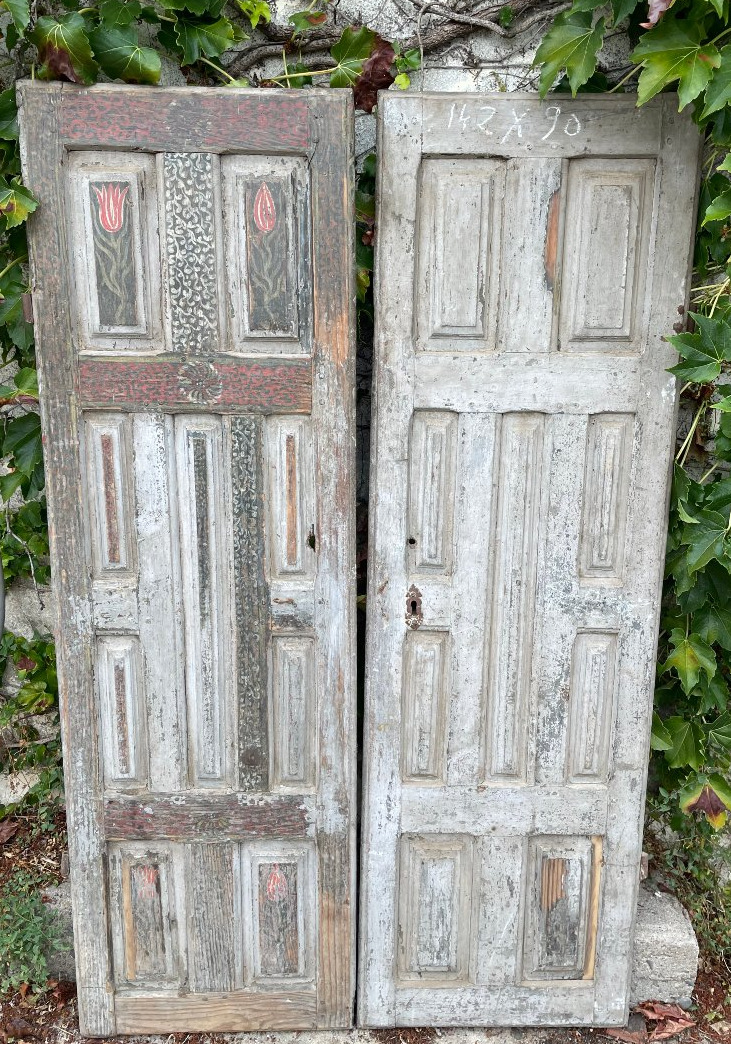 Paire de portes XIIe siècle à décor de tulipes -photo-2