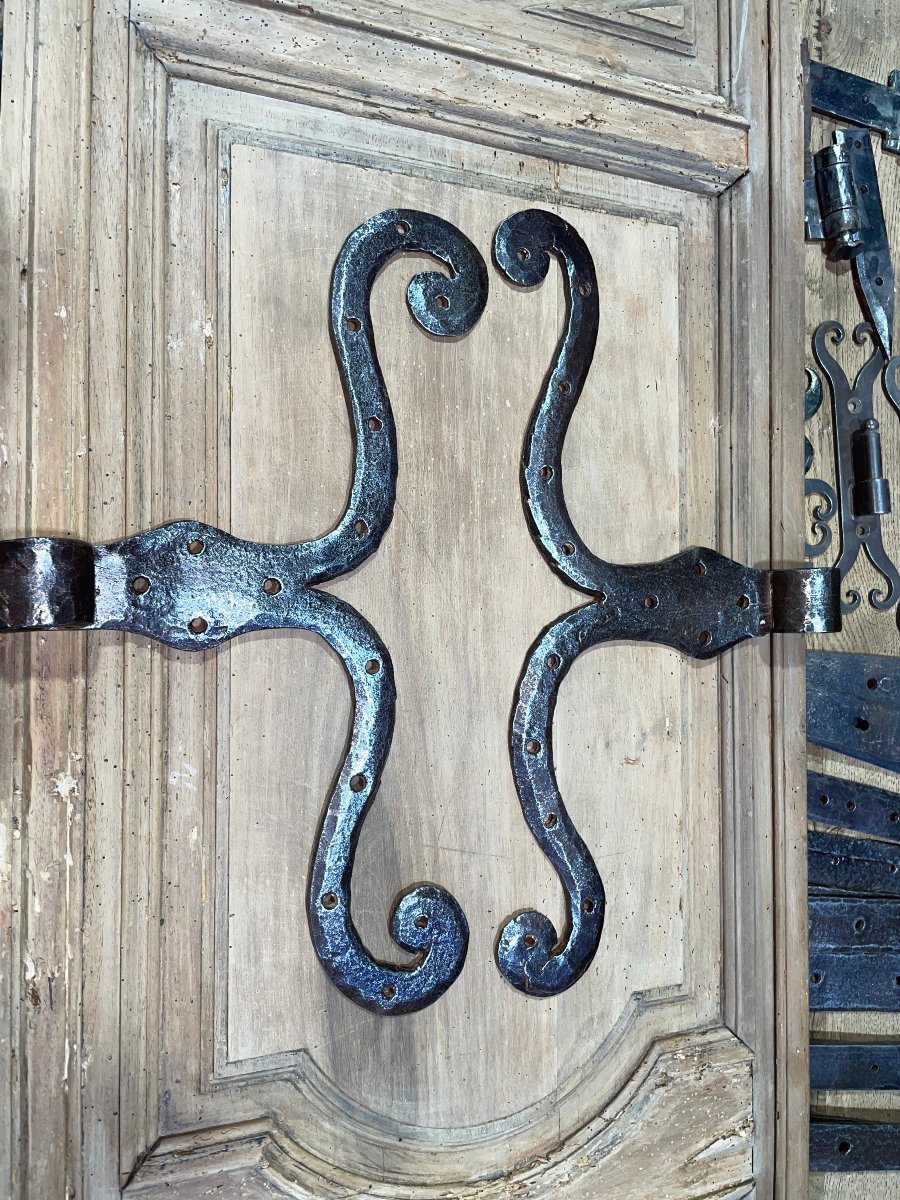 Paires  de  pentures  moustaches  fer   forgé  du  18 eme  siecle -photo-8
