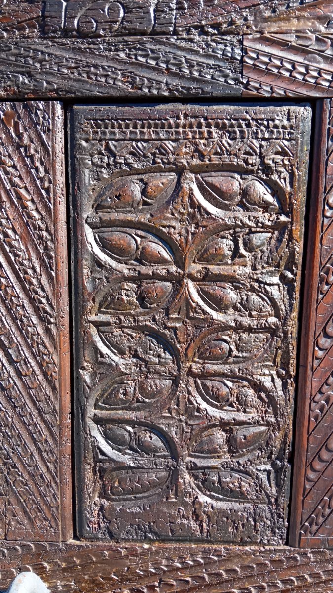 17th-century Chest Panel, Made Of Oak-photo-4