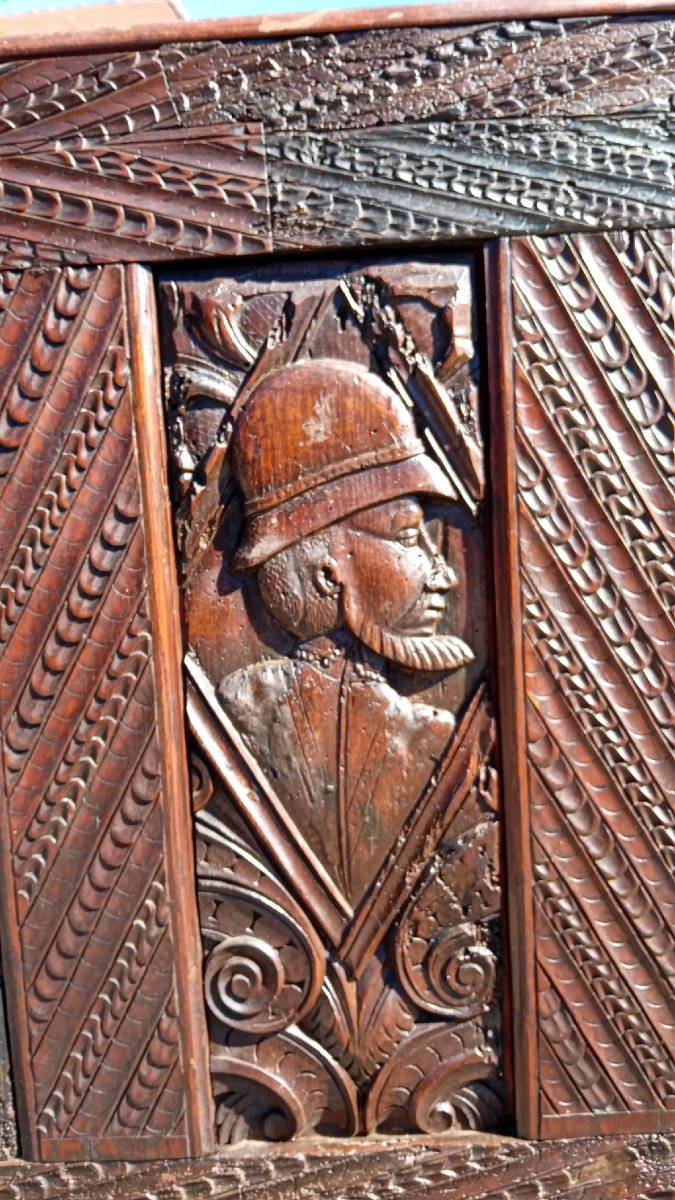17th-century Chest Panel, Made Of Oak