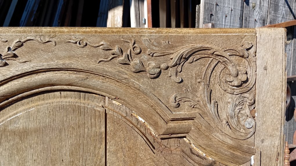 paire de portes regence , boiserie en chêne sculptées-photo-1