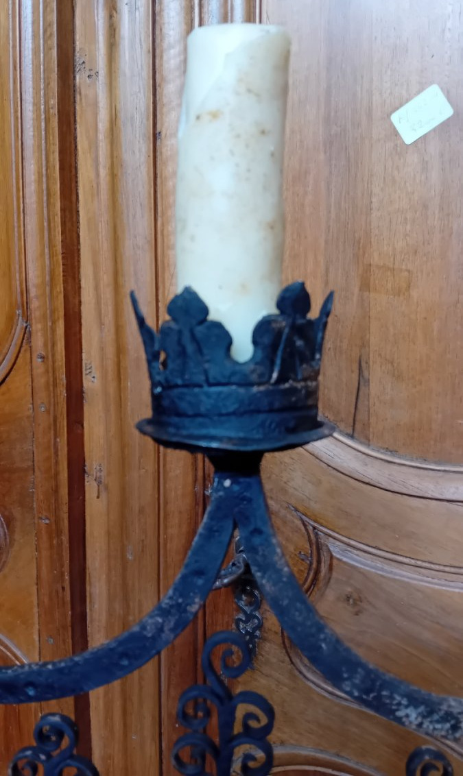 Large 17th-century Wrought-iron Candelabra-photo-3