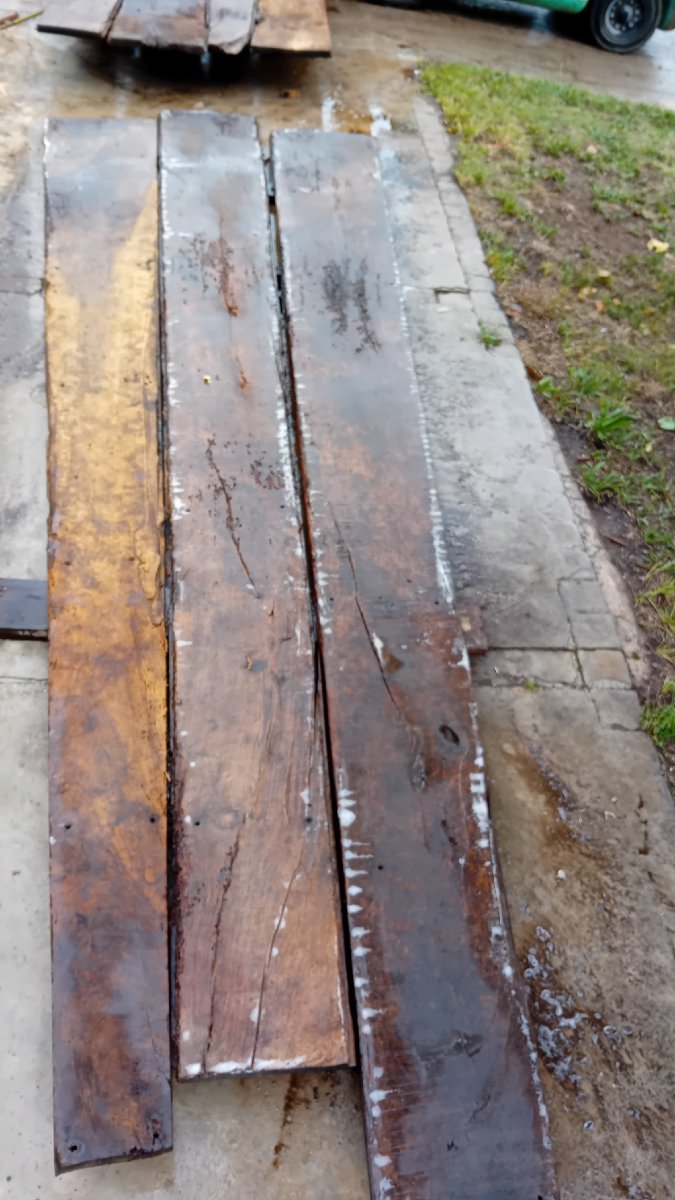 lot de 7 planches en noyer    ,plancher du 17 eme siecle 3.70m  soit 9 m2-photo-4