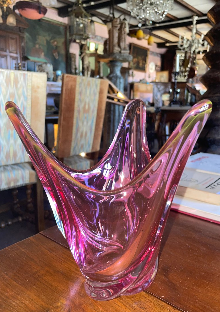 Vase  en  cristal  massif  Val  Saint  Lambert