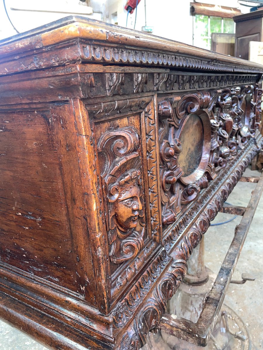 16th-century Italian Walnut Chest, Florentine Cassone-photo-3